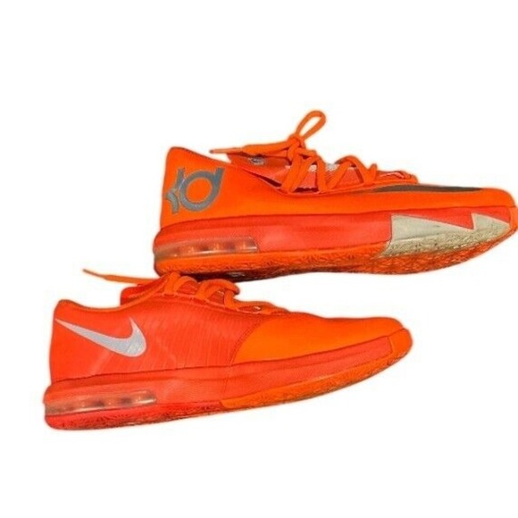 Nike KD VII 7 Basketball Shoes Low‎ Top Orange Silver Sneakers Boys Size 5Y - Picture 4 of 7